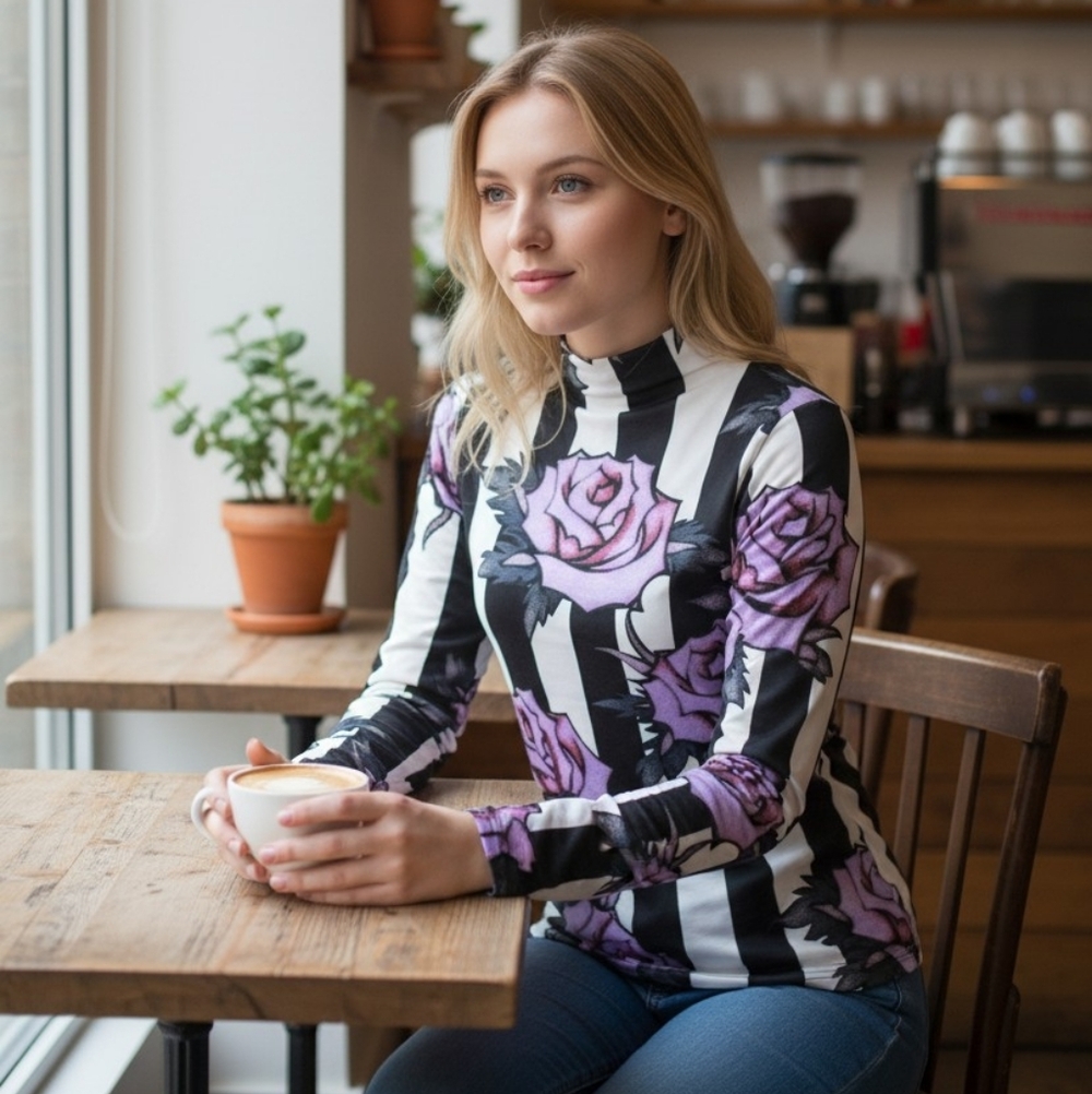 Bold Roses Print Top Lightweight - Picture 6 of 7